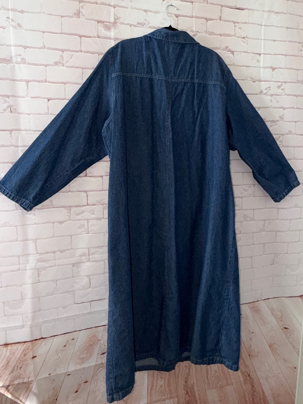 Original TY Wear 3X Denim Maxi Shirt Dress Duster Button Front 100% Cotton - Picture 2 of 7